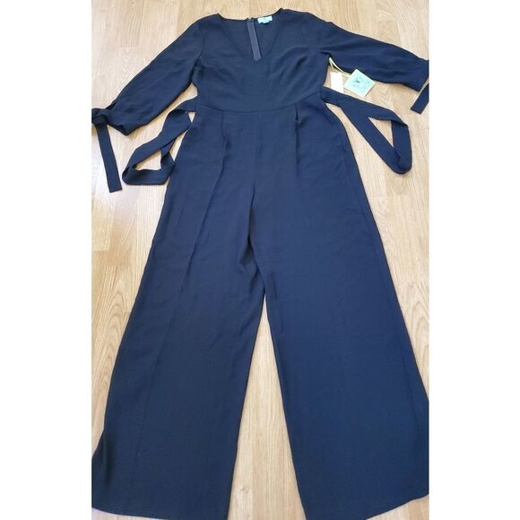 Cece Tie Sleeve Moss Crepe Jumpsuit - Picture 2 of 11